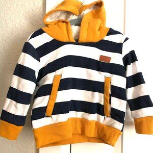 7 FOR ALL MANKIND Stripe Hoodie w Sherpa Lined Hood 12 mos